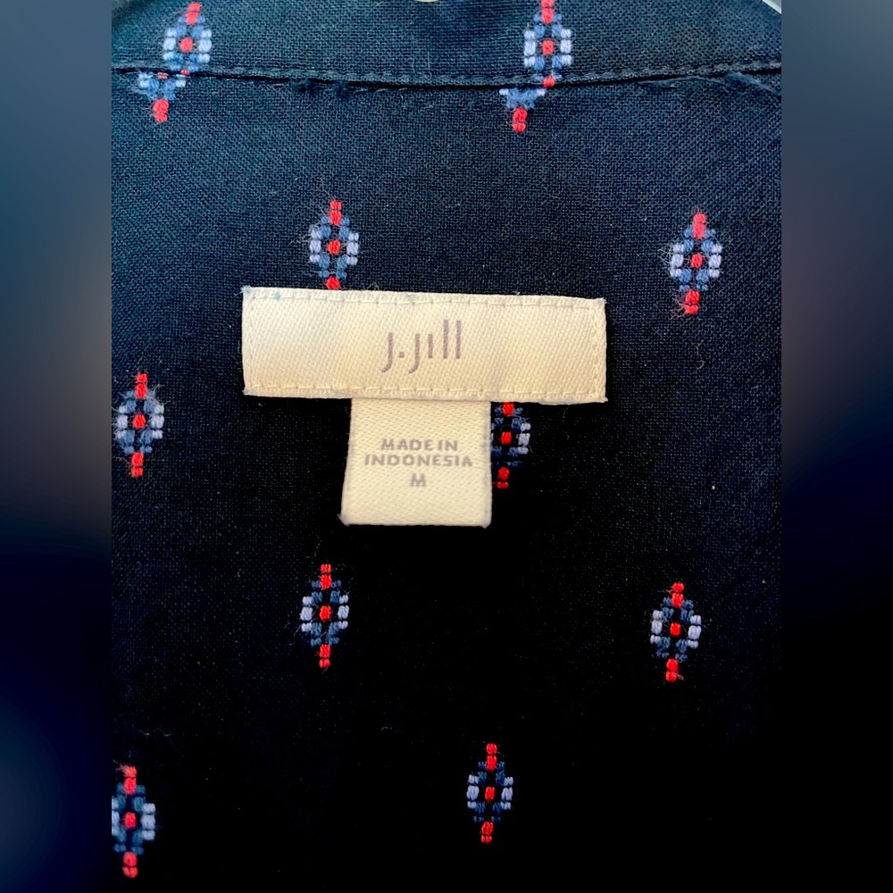 J Jill Long Sleeve V-Neck Boho Loose Fit Navy Top  Medium - Picture 7 of 9